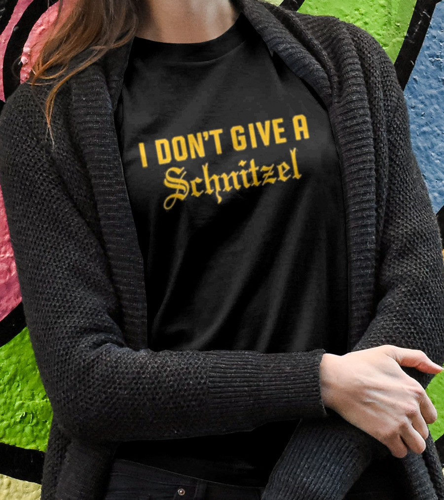 I Don’t Give A Schnitzel Text Bold Yellow Old English Style Font T-Shirt