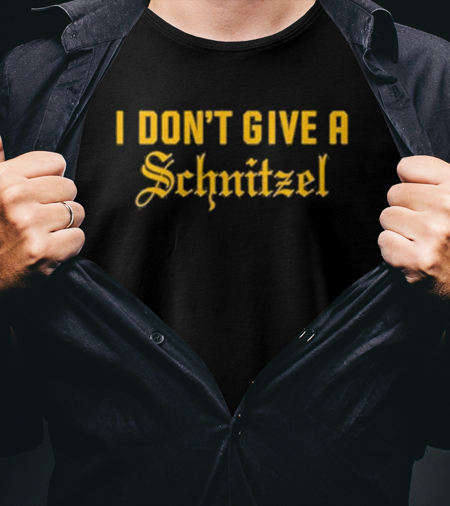 I Don’t Give A Schnitzel Text Bold Yellow Old English Style Font T-Shirt