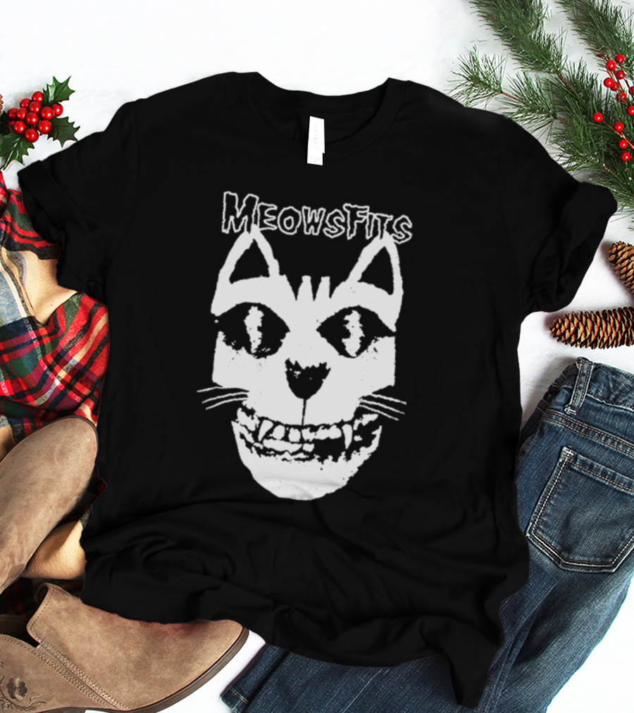 Meowsfits Grinning Cat Skull T-Shirt