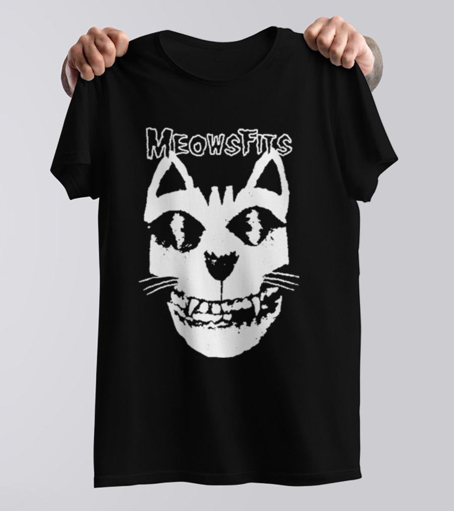Meowsfits Grinning Cat Skull T-Shirt