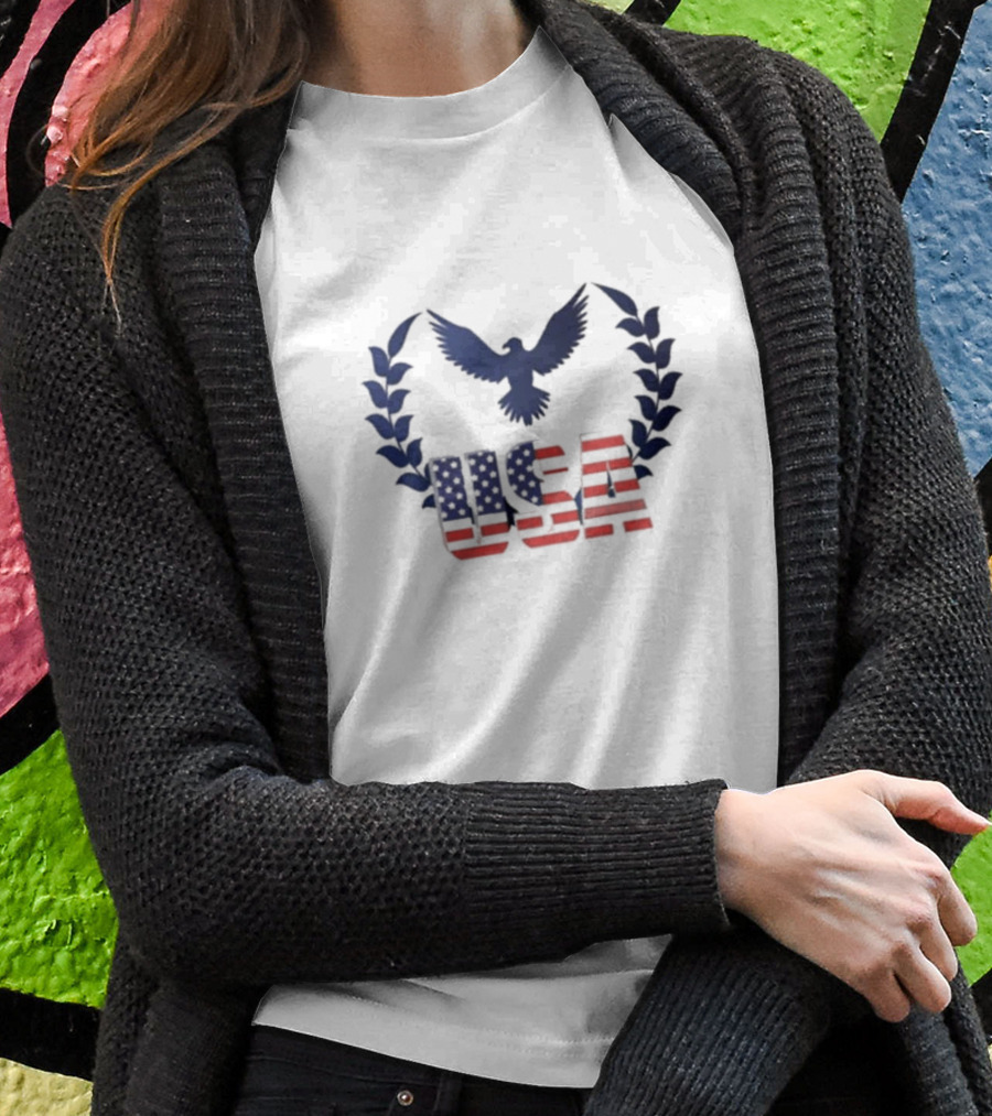 American Eagle Emblem USA Flag T-Shirt