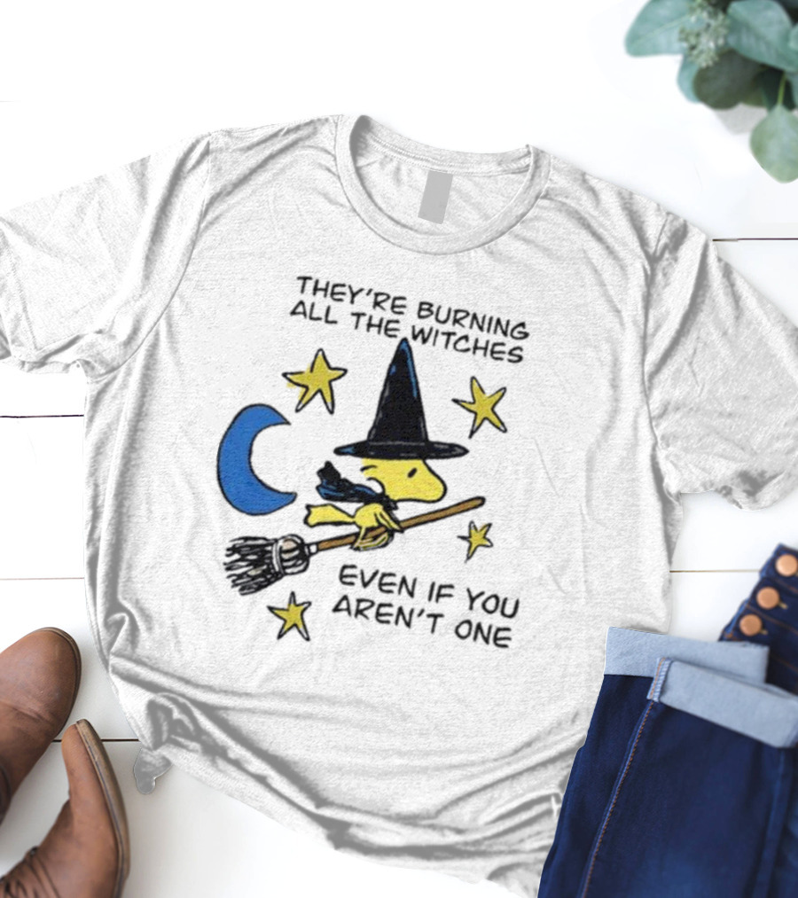 They’re Burning All The Witches Even If You Aren’t One Woodstock Wizard Stars Moon Broomstick T-Shirt