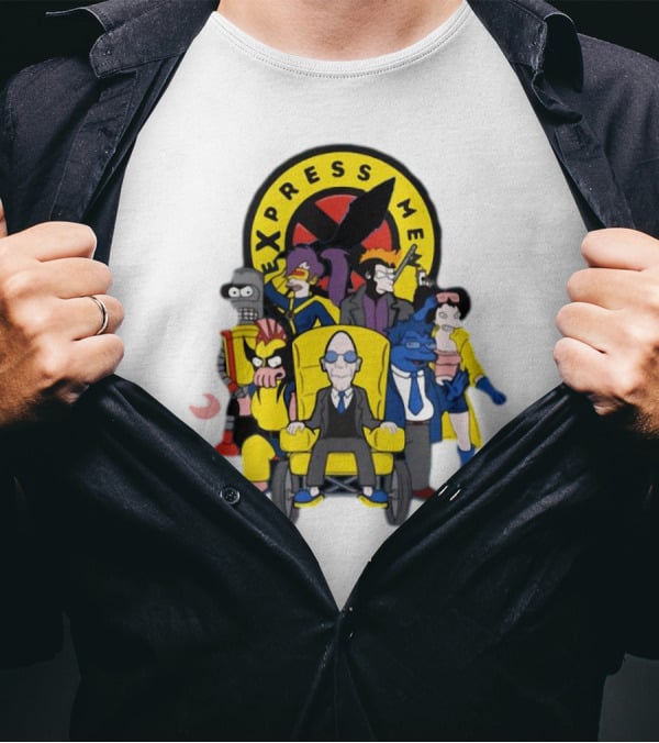 Express Men Futurama Meets X-Men Crossover Ensemble T-Shirt