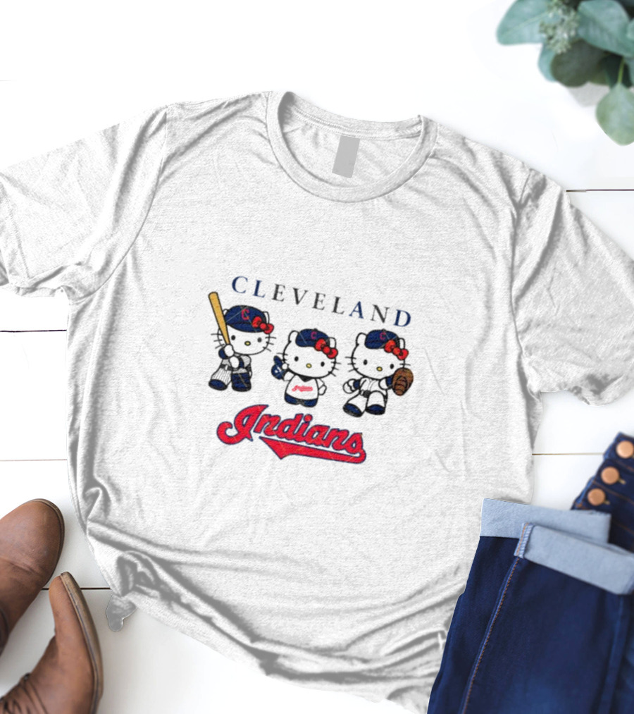 Hello Kitty Cleveland Indians Baseball Team Fans T-Shirt