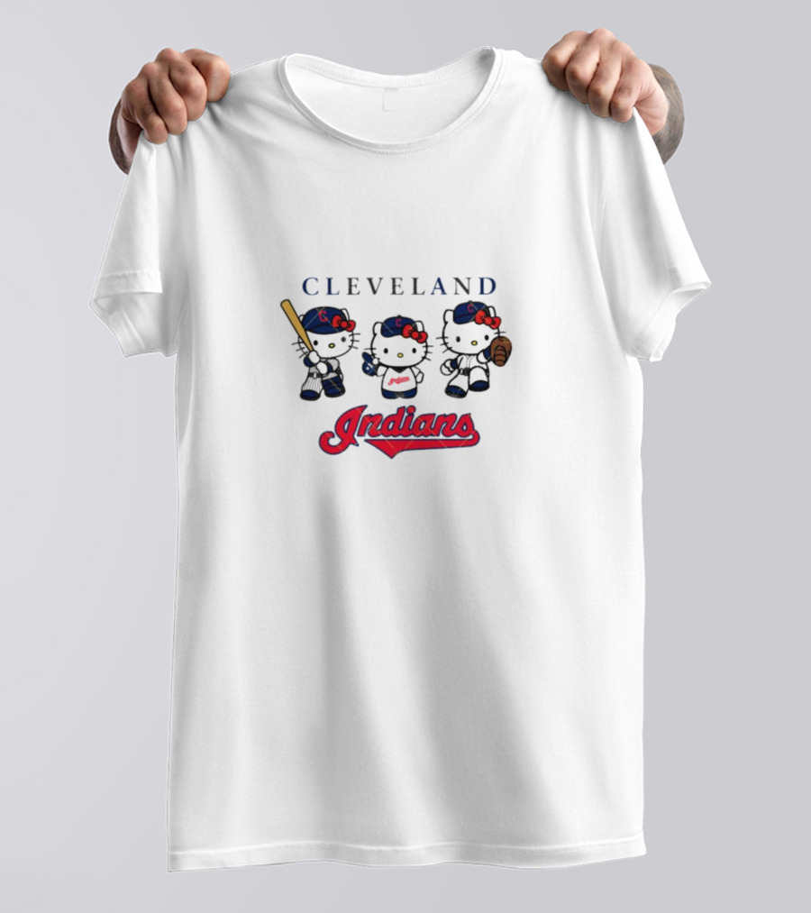 Hello Kitty Cleveland Indians Baseball Team Fans T-Shirt