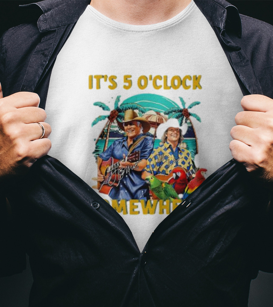 It's 5 O'Clock Somewhere Jimmy Buffett Paradise Scene T-Shirt