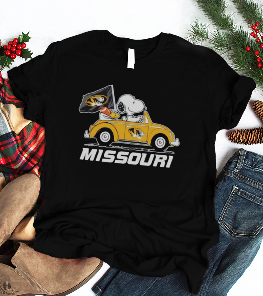 Missouri Tigers Snoopy Woodstock Driving Car T-Shirt