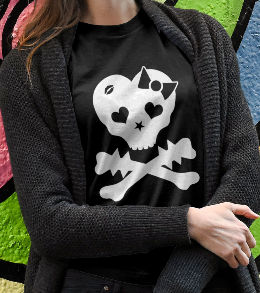 Punx N Kisses Twilight Skull Heart Bow Crossbones T-Shirt