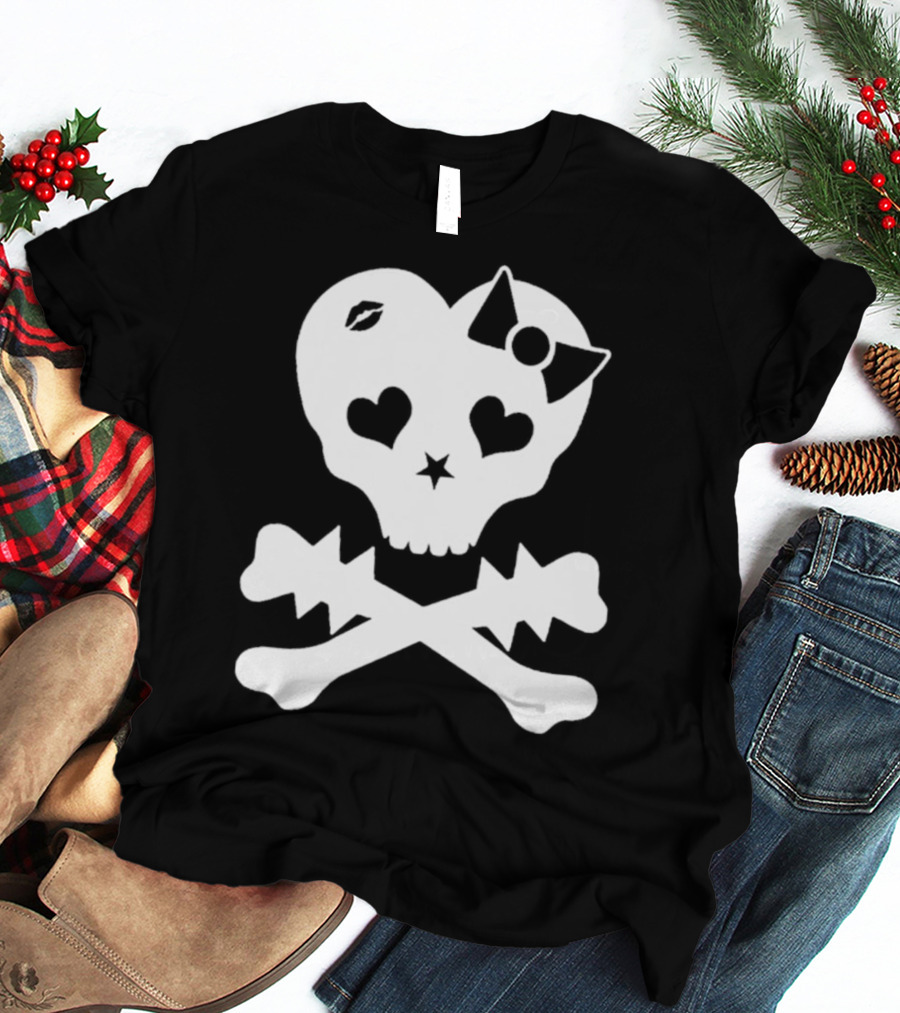 Punx N Kisses Twilight Skull Heart Bow Crossbones T-Shirt
