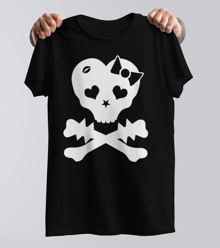 Punx N Kisses Twilight Skull Heart Bow Crossbones T-Shirt