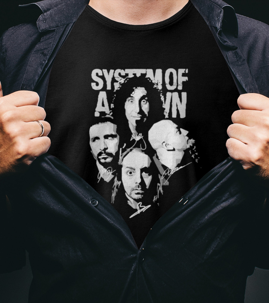 System Of A Down Band Members Portrait Signatures T-Shirt