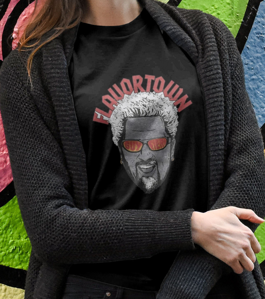 Flavortown Guy Fieri Head With Sunglasses And Spiky Hair T-Shirt