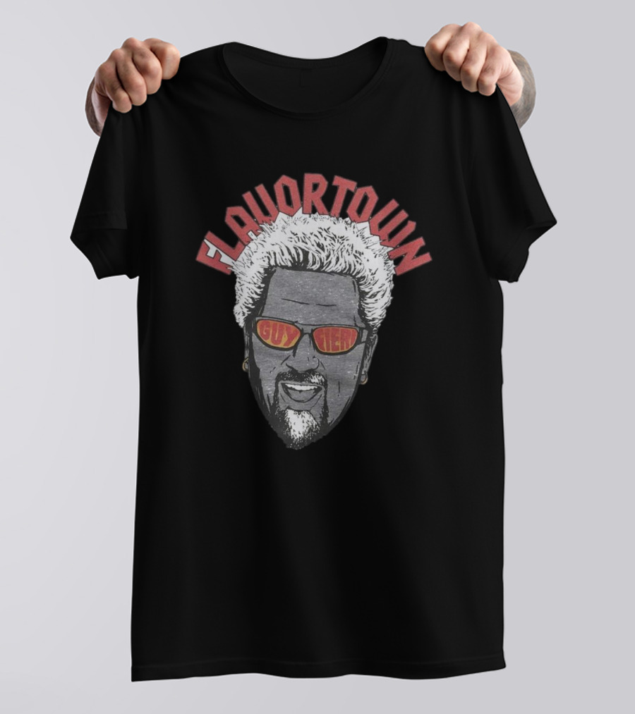 Flavortown Guy Fieri Head With Sunglasses And Spiky Hair T-Shirt