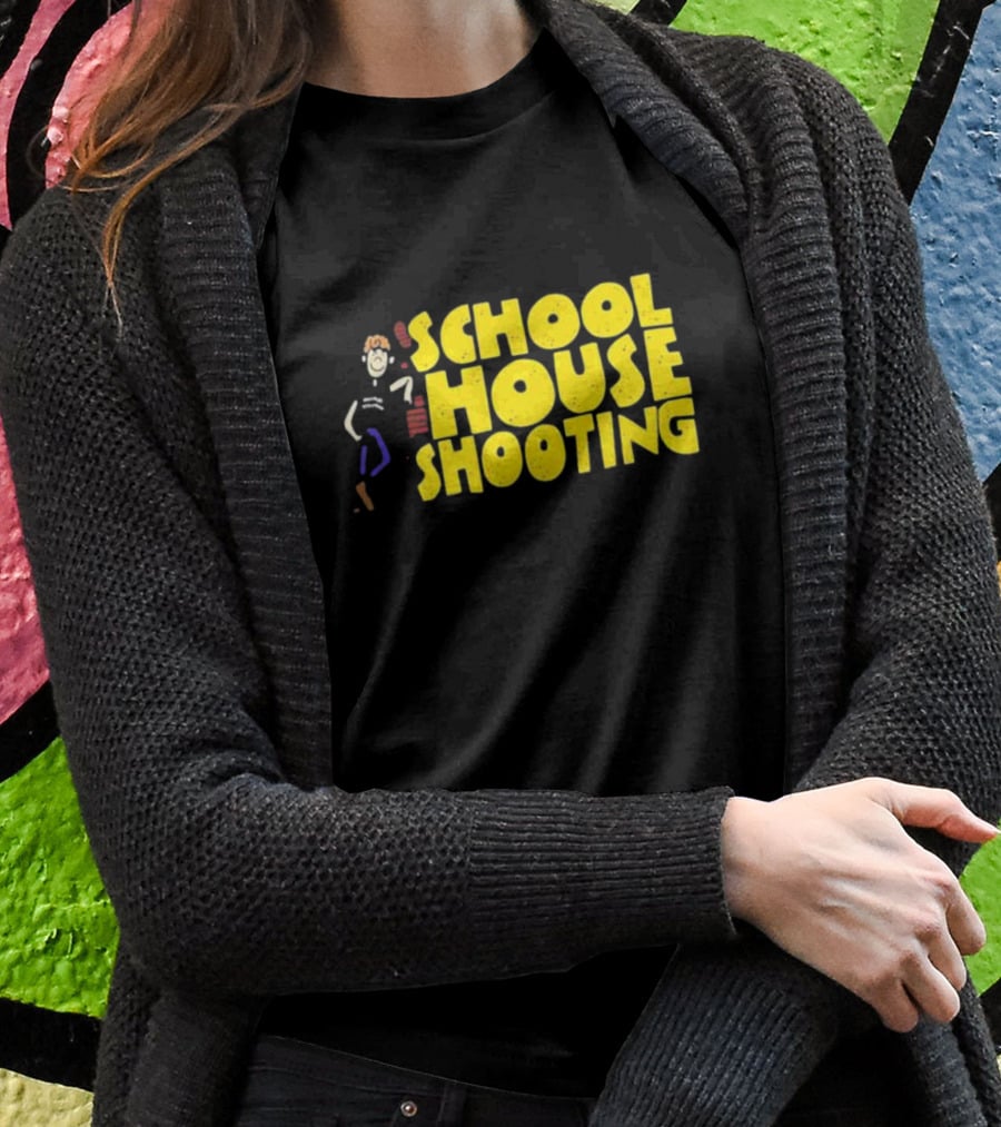 SCHOOL HOUSE SHOOTING Cartoon Character T-Shirt