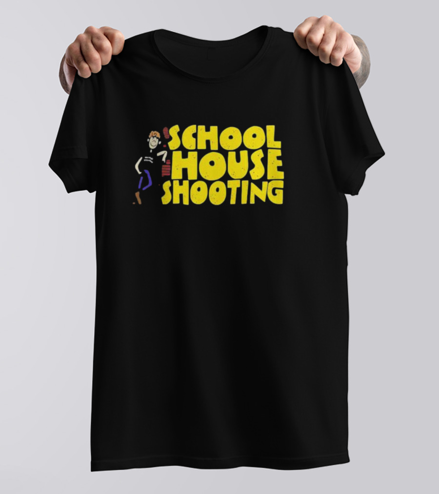 SCHOOL HOUSE SHOOTING Cartoon Character T-Shirt