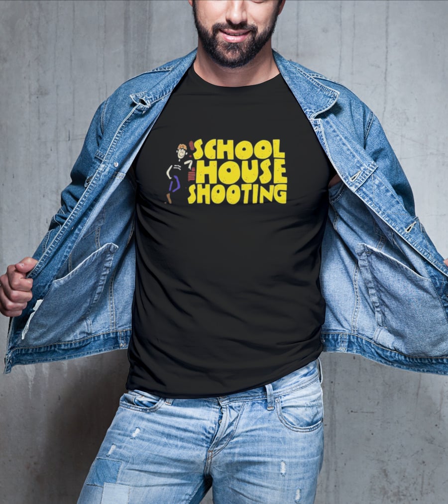SCHOOL HOUSE SHOOTING Cartoon Character T-Shirt