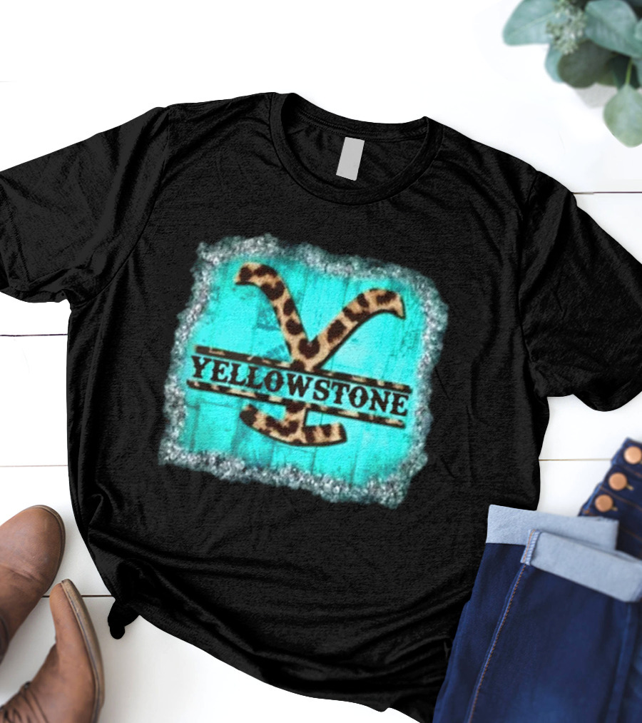 Yellowstone Turquoise Leopard Print T-Shirt