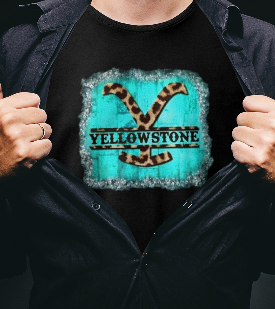 Yellowstone Turquoise Leopard Print T-Shirt