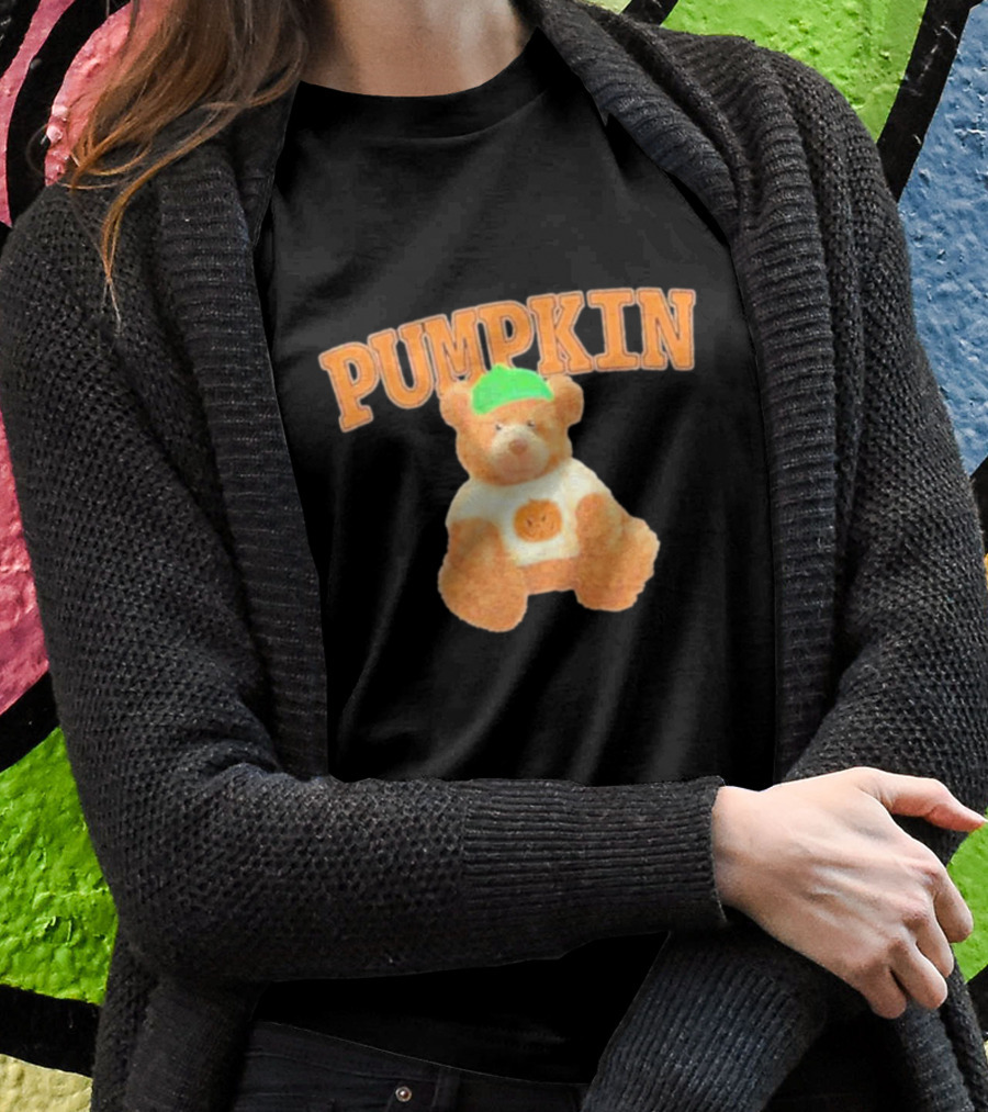 Pumpkin Cozy Bear With Green Hat And Pumpkin T-Shirt