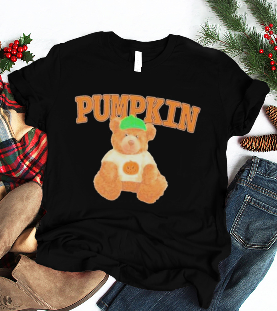 Pumpkin Cozy Bear With Green Hat And Pumpkin T-Shirt