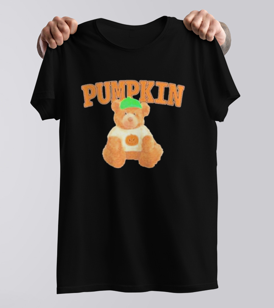 Pumpkin Cozy Bear With Green Hat And Pumpkin T-Shirt