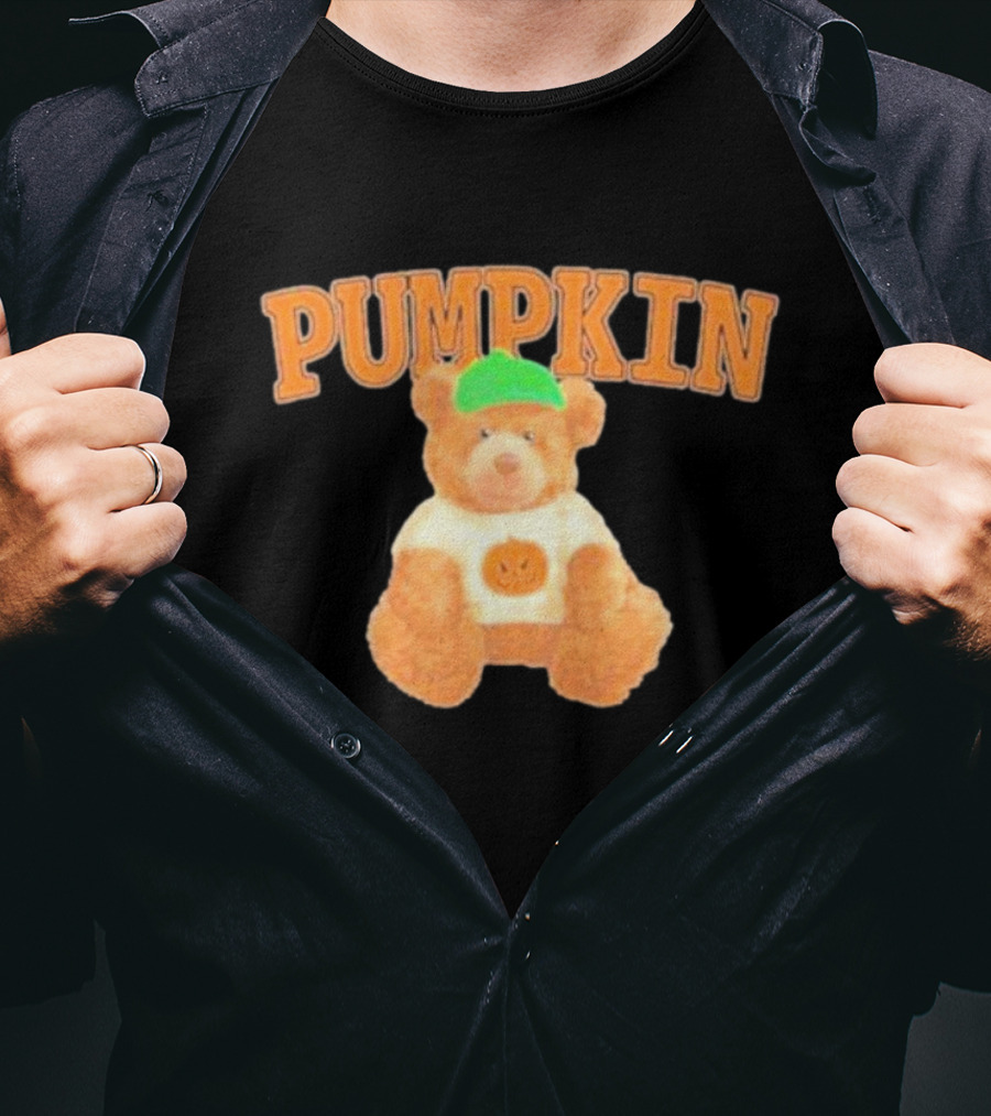 Pumpkin Cozy Bear With Green Hat And Pumpkin T-Shirt