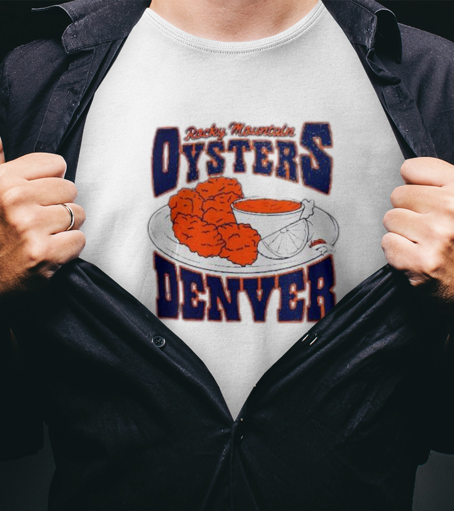 Rocky Mountain Oysters Denver Broncos NFL X Guy Fieri Flavortown Homage Gray Tri-Blend T-Shirt