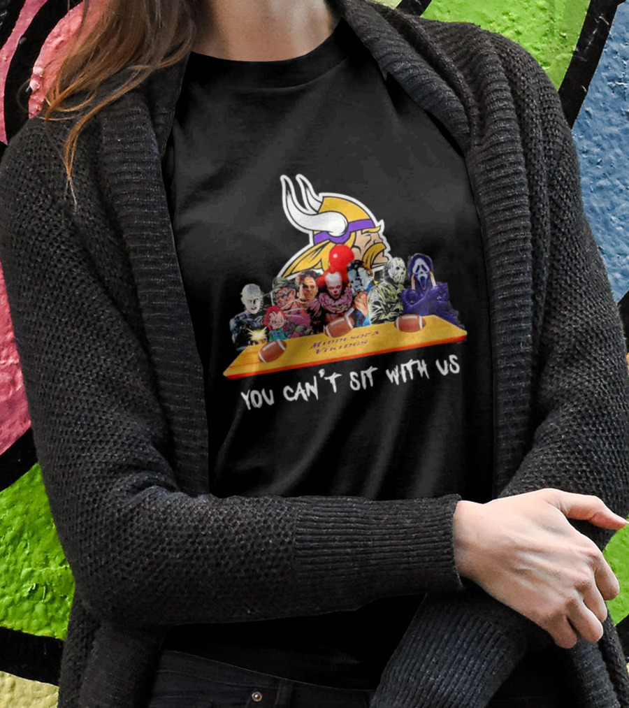 Minnesota Vikings Horror Characters You Can't Sit With Us T-Shirt