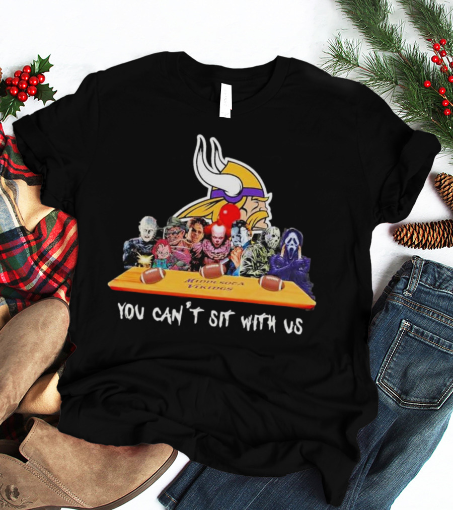 Minnesota Vikings Horror Characters You Can't Sit With Us T-Shirt
