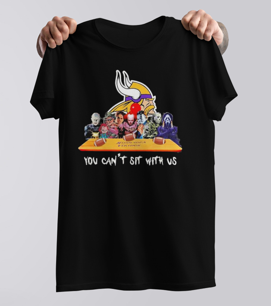 Minnesota Vikings Horror Characters You Can't Sit With Us T-Shirt