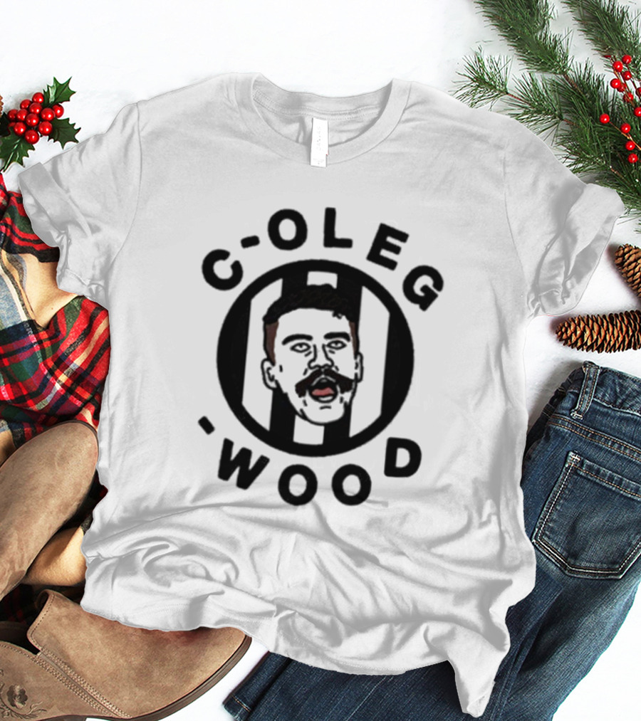 C-Oleg-Wood Cartoon Face Circle Football T-Shirt