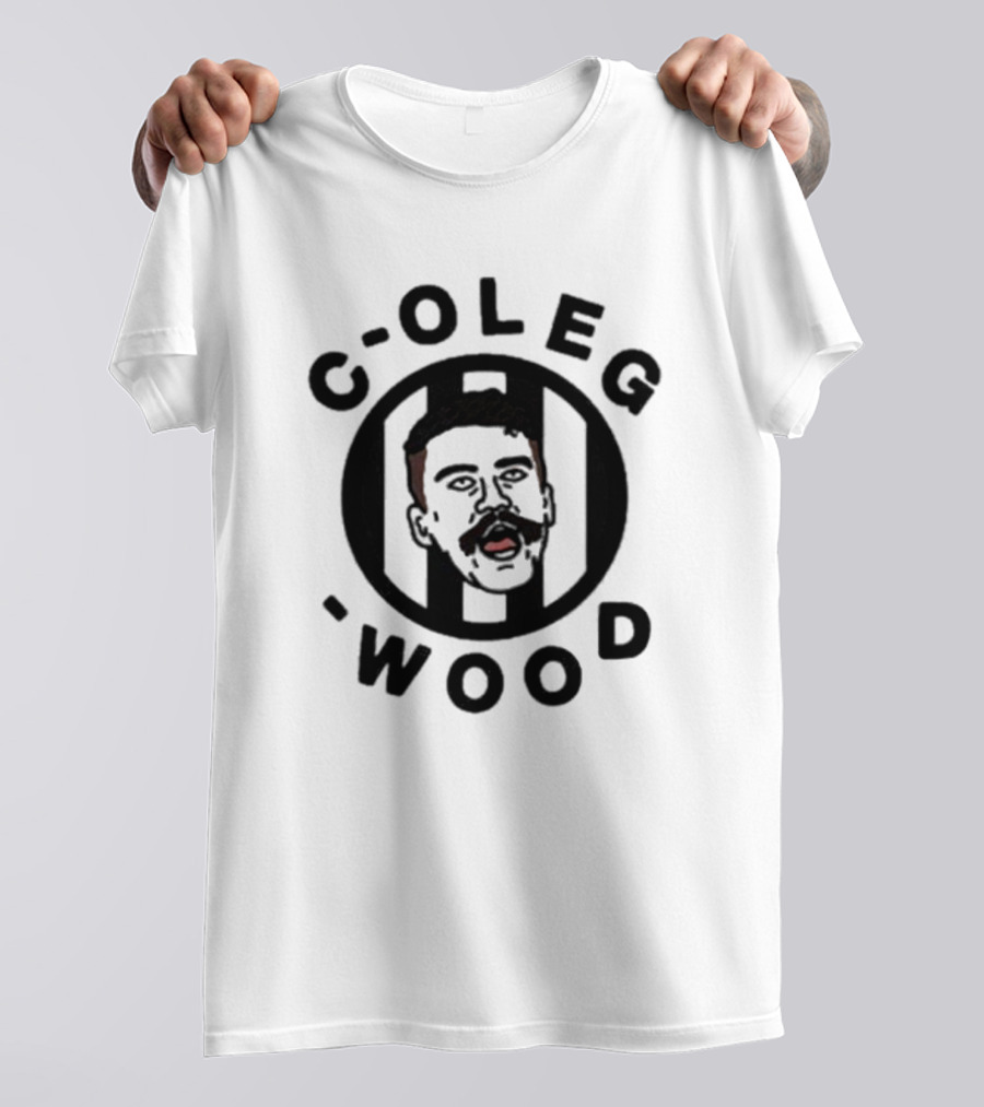 C-Oleg-Wood Cartoon Face Circle Football T-Shirt