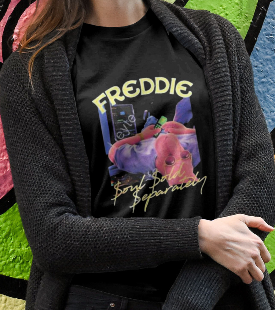 Freddie Soul Sold Separately Retro Style With Relaxed Figure Holding Phone T-Shirt