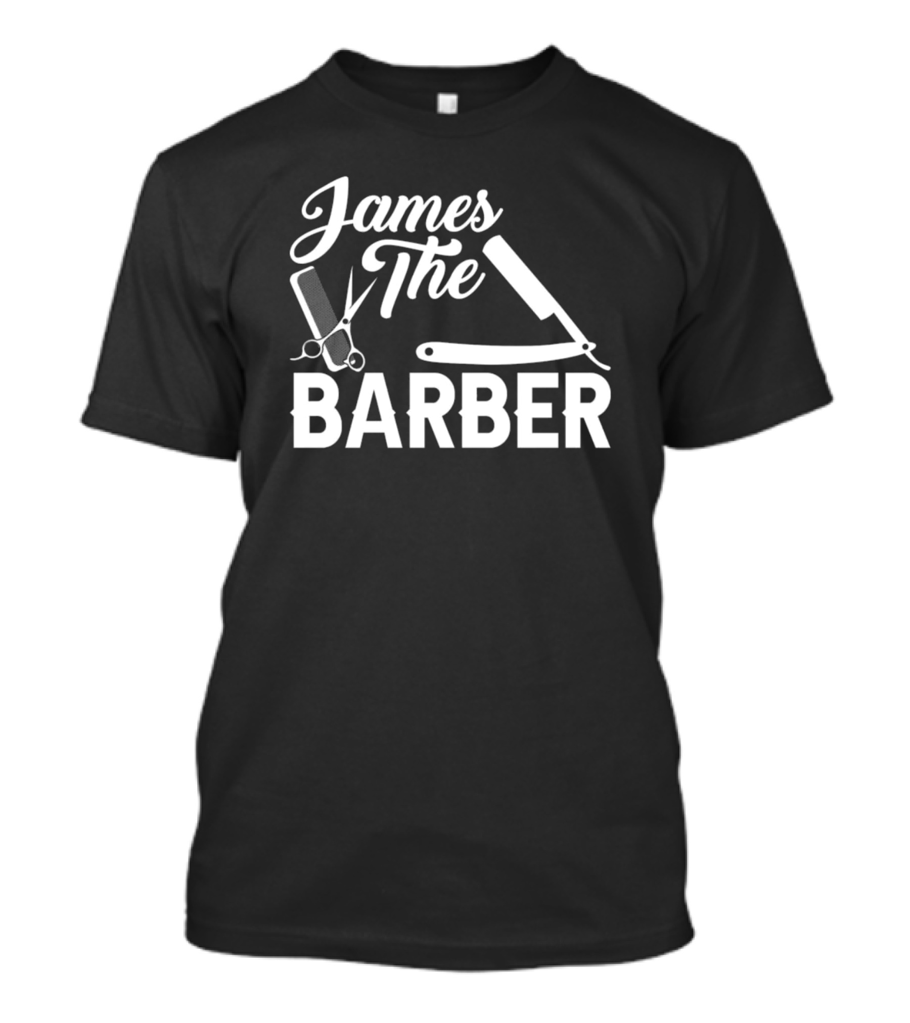 James The Barber Hairdresser Scissors Razor Comb Barbershop T-Shirt