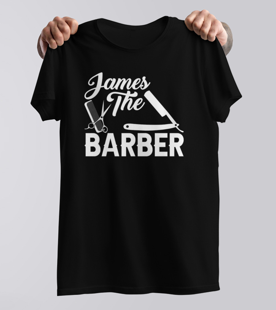 James The Barber Hairdresser Scissors Razor Comb Barbershop T-Shirt