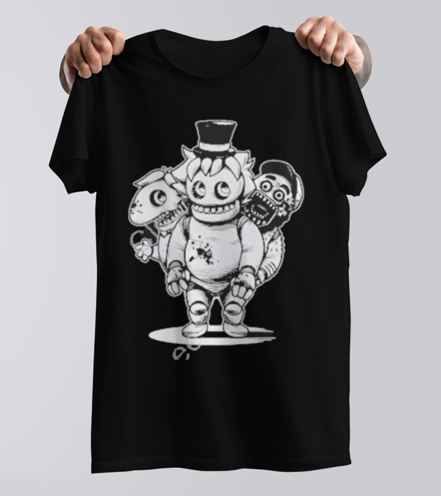 Sharkrobot Five Nights At Oney’s Three-Headed Animatronic Top Hat T-Shirt