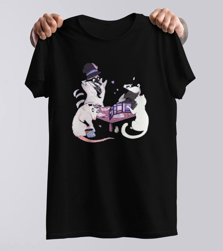 Game Night Raccoon Mouse Cat Tabletop Adventure T-Shirt