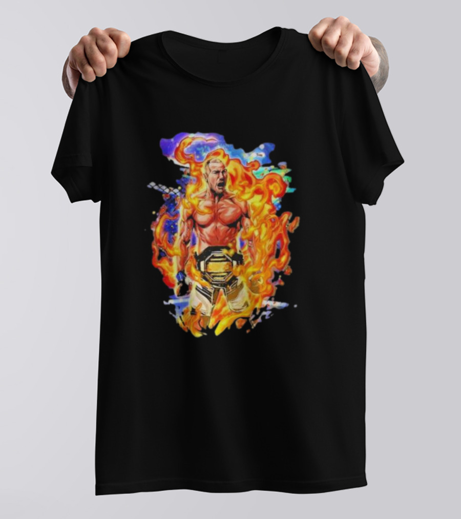 Sean Strickland Fiery Champion UFC Belt Flames T-Shirt