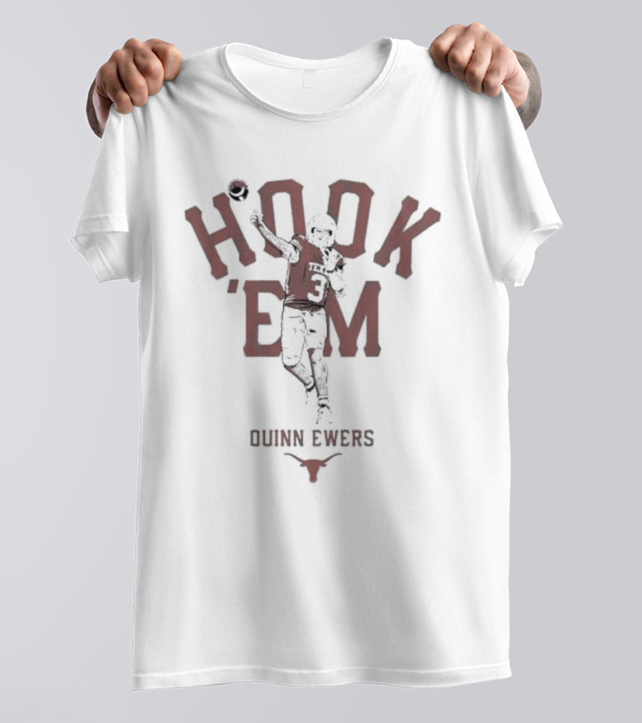 Texas Football Hook 'Em Quinn Ewers Number 3 Player T-Shirt