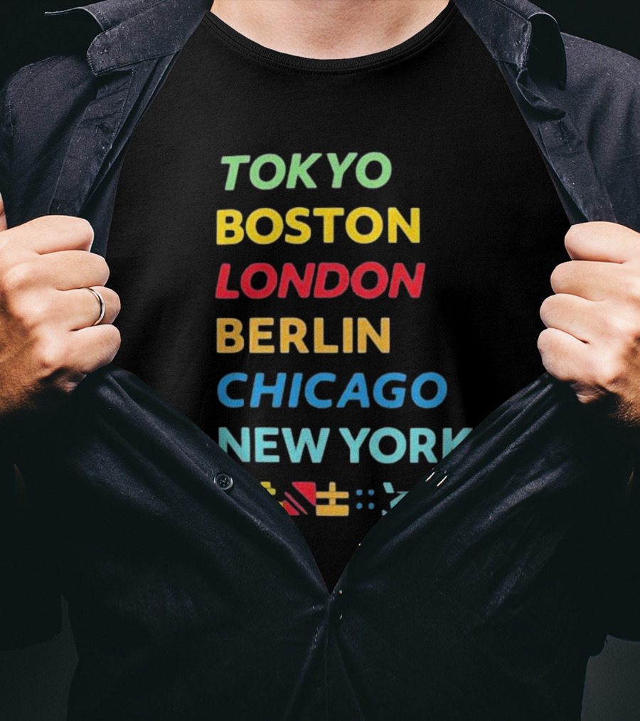 World Marathon Majors Tokyo Boston London Berlin Chicago New York Your World Run It Sportiqe Comfy Tri-blend T-Shirt