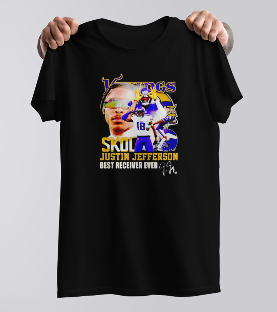 Justin Jefferson Vikings Skol Best Receiver Ever Signature T-Shirt