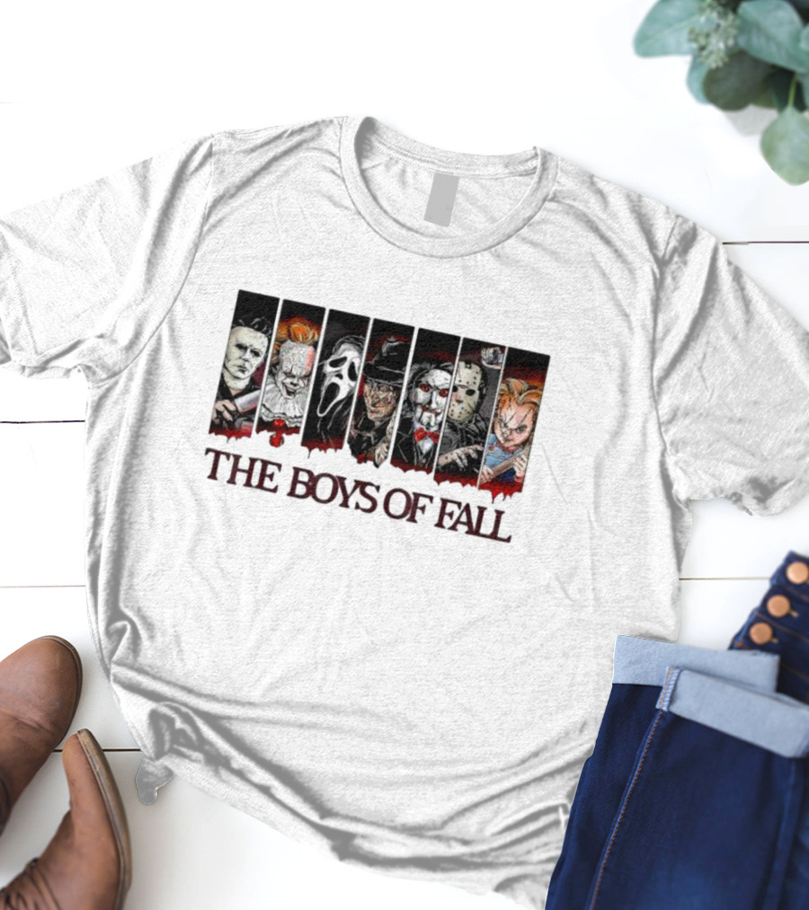 The Boys Of Fall Horror Icons Vintage Halloween Scary Movie Autumn T-Shirt
