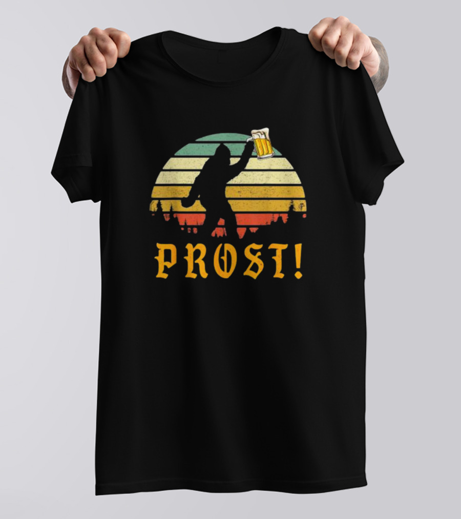 PROST Bigfoot Holding Beer Vintage Sunset Oktoberfest Germany T-Shirt