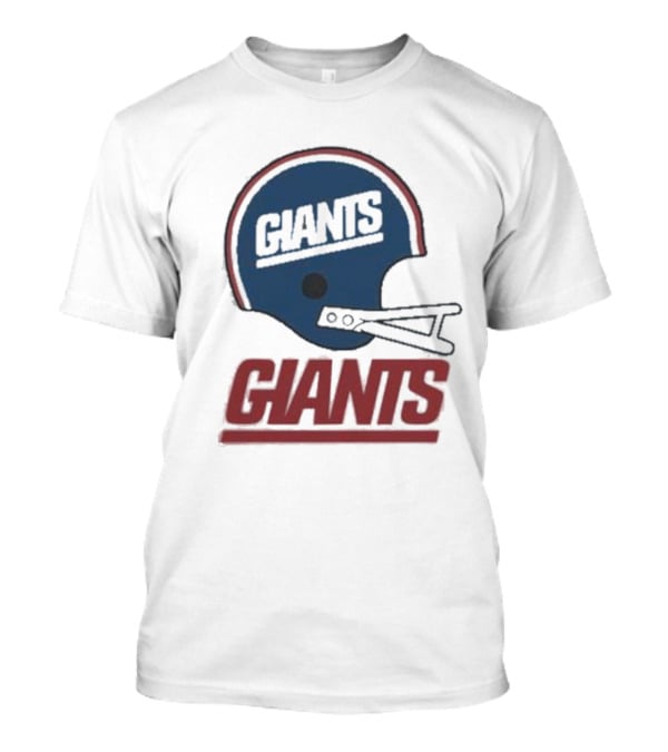 New York Giants Helmet With Giants Text T-Shirt