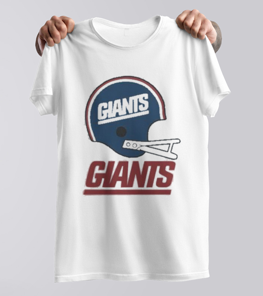 New York Giants Helmet With Giants Text T-Shirt