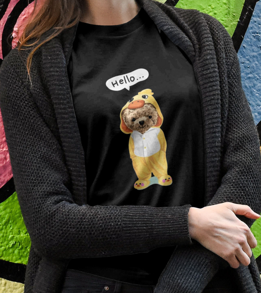 Bear Hello Duck Costume Curious Expression T-Shirt