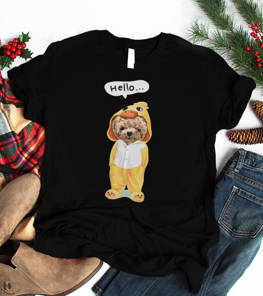 Bear Hello Duck Costume Curious Expression T-Shirt