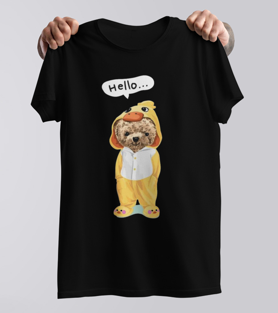 Bear Hello Duck Costume Curious Expression T-Shirt