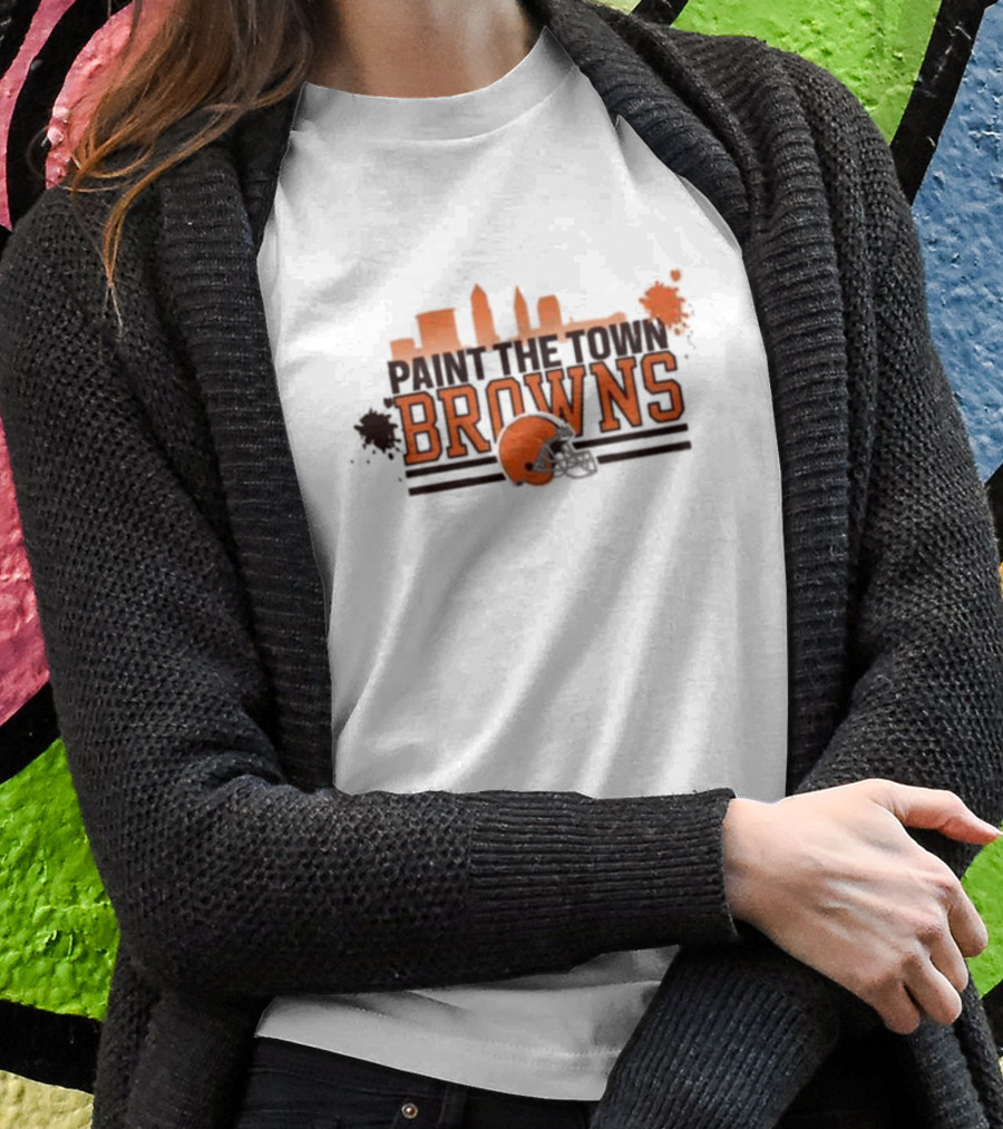 Paint The Town Cleveland Browns Football Browns Helmet Skyline T-Shirt