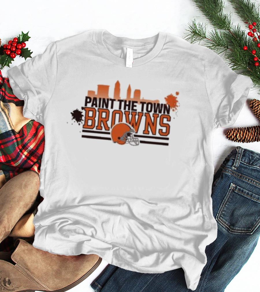 Paint The Town Cleveland Browns Football Browns Helmet Skyline T-Shirt